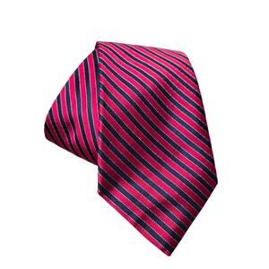 Tommy Hilfiger 100% Silk Striped Red and Navy Blue Necktie
